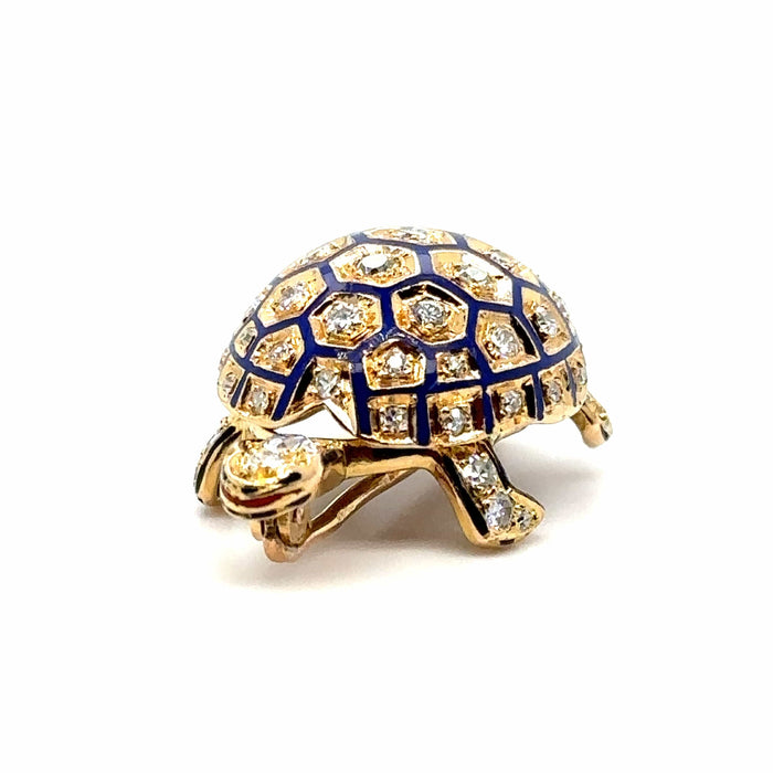 Broche Broche tortue en or, émaillée et sertie de diamants 58 Facettes 1.0002596/3