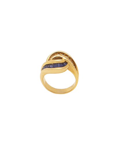 Bague Or jaune 18K Diamant Saphir