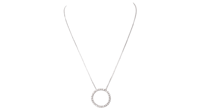 Collier Collier pendentif cercle en or blanc et diamants 58 Facettes 32920