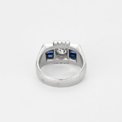 Bague 56 Bague en Or blanc 18k diamants et saphirs 58 Facettes PER0149