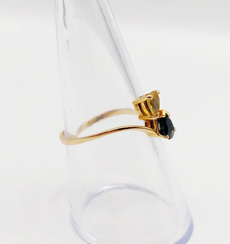 Bague 55 Bague toi et moi vintage or jaune 18k saphirs jaune et bleu 58 Facettes A06006