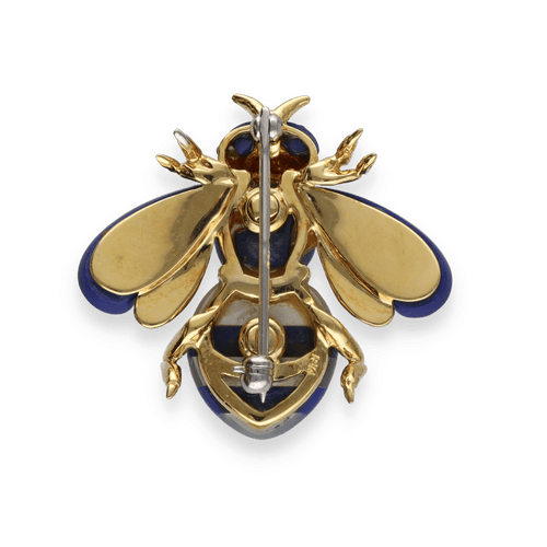 Broche Broche Abeille – Or Jaune 18k – Lapis-Lazuli et Nacre – Vers 1980 58 Facettes FB10877