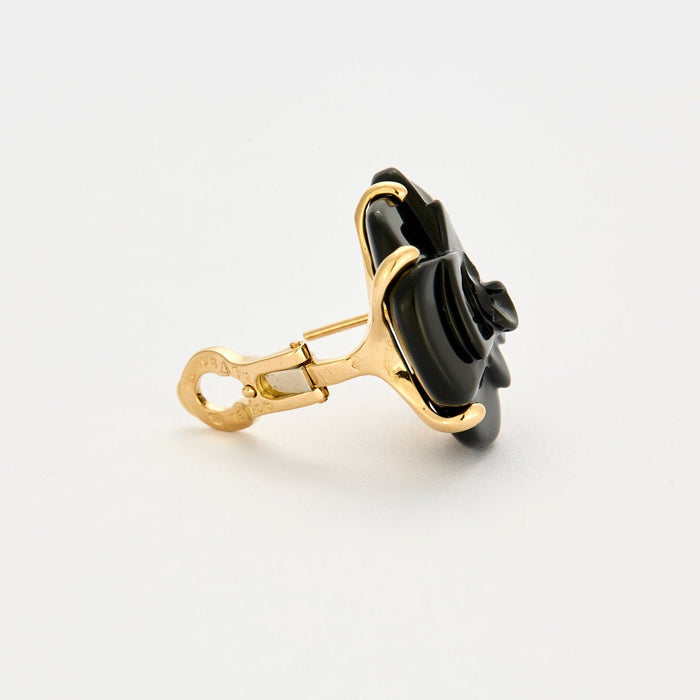 Boucles d'oreilles CHANEL - Boucles d'oreilles Camélia or jaune onyx 58 Facettes 38