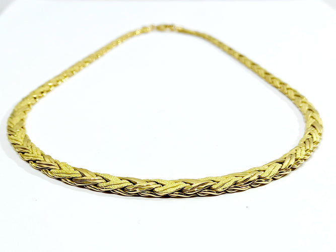 Collier Or jaune Lisse et Sablé