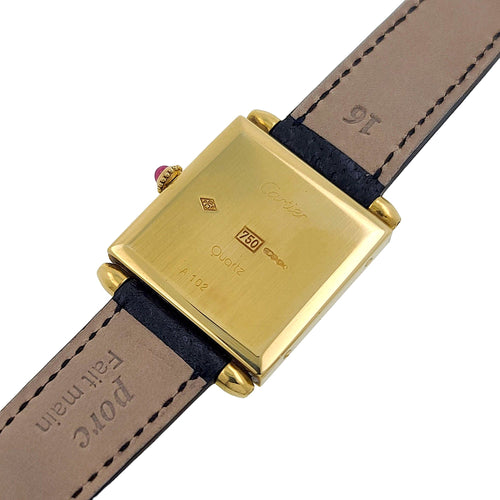 Montre Rarity Cartier Quadrant Burgundy Enamel Full Set Large Model A102 Ruby Obus 1987 1984 58 Facettes