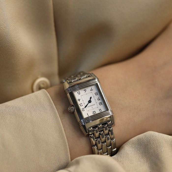 Montre Montre Jaeger LeCoultre "Reverso" Lady Acier Duetto diamants de 2008. Ref : 266.8.44. Boite et Papiers d'origine. 58 Facettes