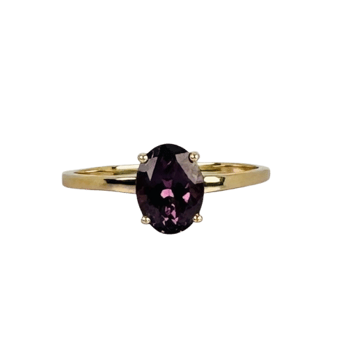 Bague Bague en or jaune avec spinelle naturelle ovale violette 58 Facettes 2504088