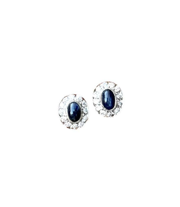 Boucles d'oreilles Boucles d'oreilles style Art Déco platine diamants et saphirs cabochons 58 Facettes