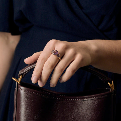 Bague 55,5 Bague en or jaune et améthystes 58 Facettes ALE4646