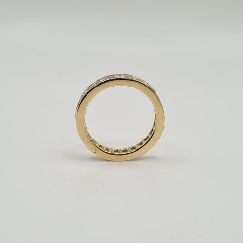 Bague 55 Alliance tour complet or jaune sertie de diamants princesses 58 Facettes