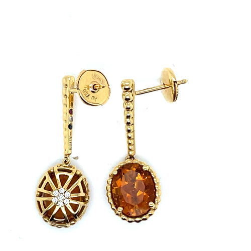 Maison Juliette Paris - Boucles d'Oreilles Dormeuses or jaune, Citrines, Diamants, Saphir, Rubis