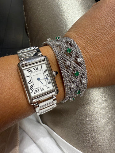 Bracelet Bracelet vintage or blanc - Diamants et émeraudes 58 Facettes 1.0000651/3