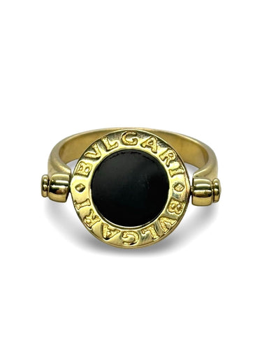 Bague 57 Bulgari - Bague Réversible or jaune nacre et onyx 58 Facettes 895