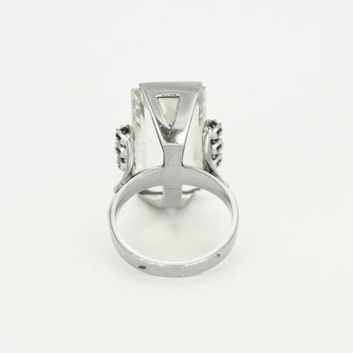 Bague 47 Bague or blanc, aigue marine et diamants 58 Facettes GU176