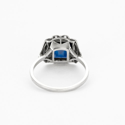 Bague 55.5 Bague Art Déco or blanc, saphir et diamants 58 Facettes GU201