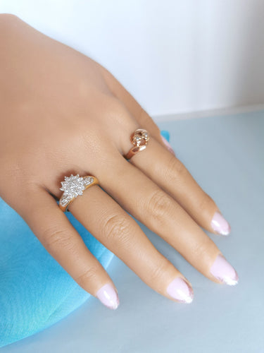 Bague 56.5 Bague fleur contemporaine Diamants Or 2 tons 18K 58 Facettes 1758