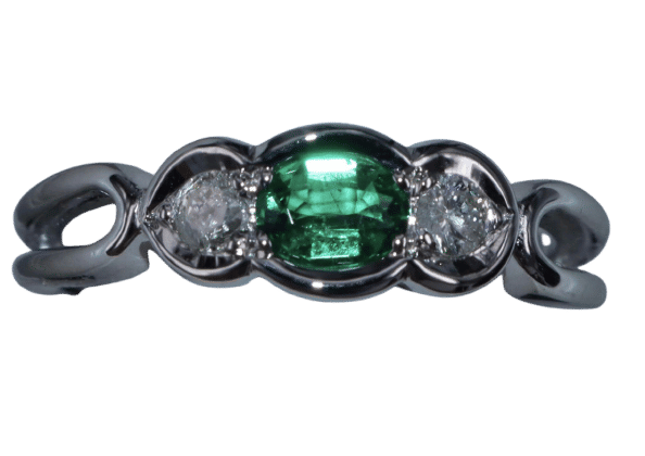 Bague 53.5 Bague Colombienne Emeraude et Diamants en or blanc 58 Facettes BA-56