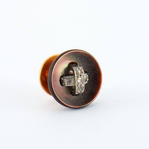 Accessoire Boutons de Col Or Nacre Diamants 58 Facettes