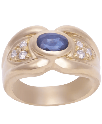 Bague Or jaune 18K Saphir Diamant