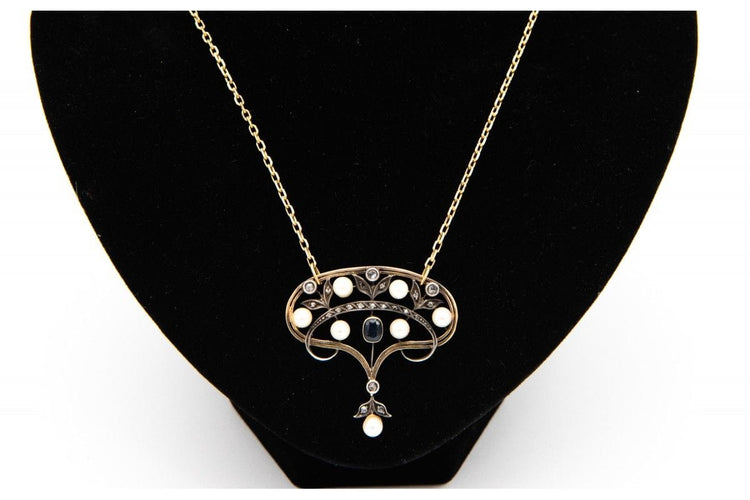 Pendentif Art Nouveau gold and silver pendant, Belle Epoque circa 1910 58 Facettes 9457