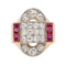 Bague 52 Bague Tank Or jaune, Platine Diamant, Rubis synthétique 58 Facettes 3675695CN