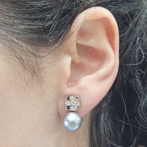 Boucles d'oreilles Boucles d'oreilles en perles et diamants 58 Facettes PE202