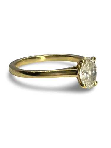 Bague 50 Solitaire or jaune et diamant ovale 0,70 ct 58 Facettes 77601