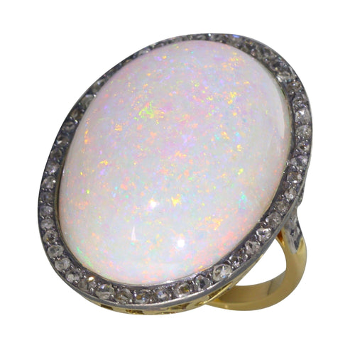 Bague 58 Un héritage enchanteur : une bague victorienne des années 1920 avec opale et diamant rose 58 Facettes 21224-0615