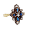 Bague 55 Bague duchesse antique diamants taille roses et pierres bleues en or 18k et platine 58 Facettes A06416