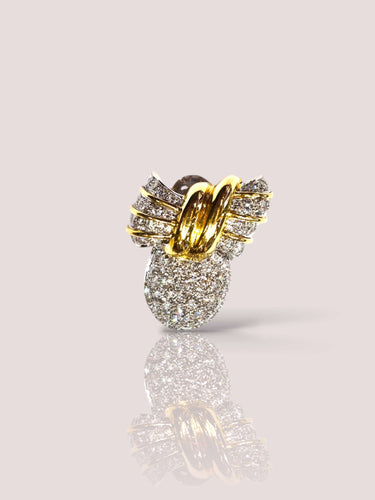 Boucles d'oreilles Boucles d'oreilles vintage années 80 en or jaune avec diamants 58 Facettes 60737