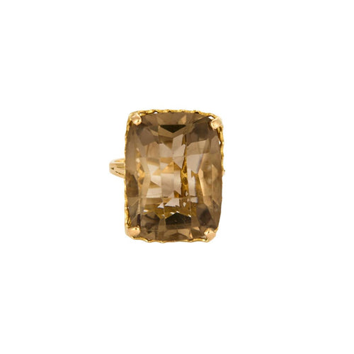 Bague 58,5 Bague cocktail or jaune et quartz fumé 58 Facettes NAR0019