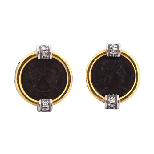 Boucles d'oreilles Boucles d’oreilles vintage en or jaune 18k et or blanc 18k, diamants 58 Facettes