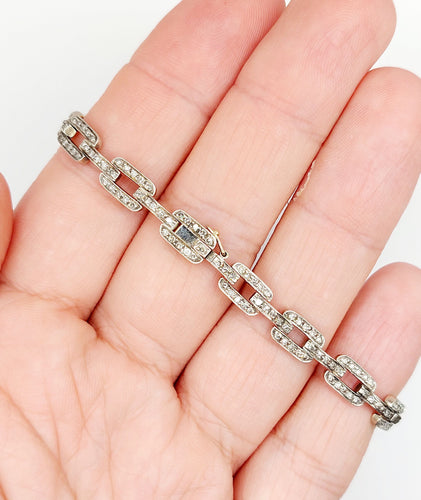 Bracelet Bracelet art déco or et argent orné de diamants 58 Facettes A05374