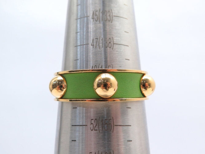 Bracelet bracelet HERMES jonc en cuir vert et metal dore en metal 58 Facettes 272252