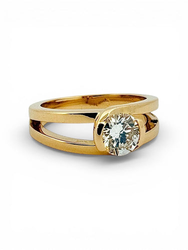 Bague 51 Solitaire en diamant or jaune 18 carats 58 Facettes