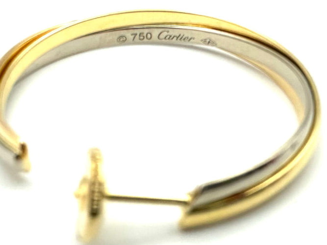 Boucles d'oreilles CARTIER. Collection "Trinity", créoles 3 ors 18K 58 Facettes