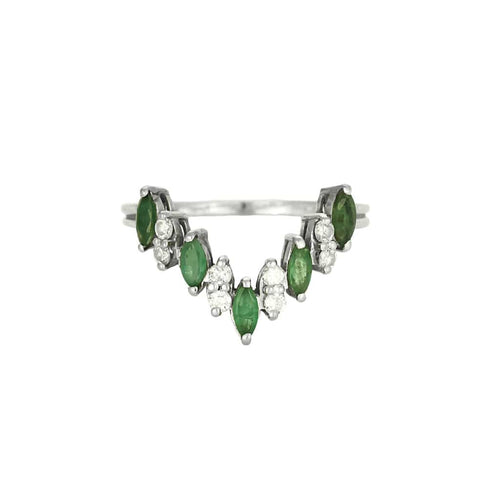 Bague 49,5 Bague aigrette en or blanc, émeraudes et diamants 58 Facettes ALB1856X3