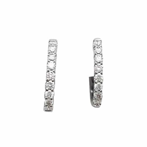 Boucles d'oreilles Paire de petites créoles en or blanc, diamants. 58 Facettes 34969