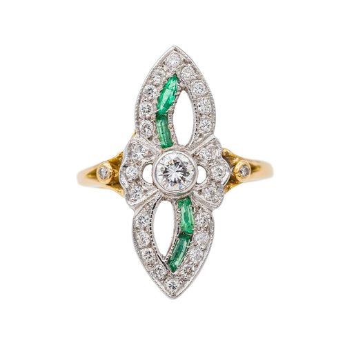 Bague 53 Bague Or jaune, Or blanc Diamant, Emeraude 58 Facettes 3308125CN