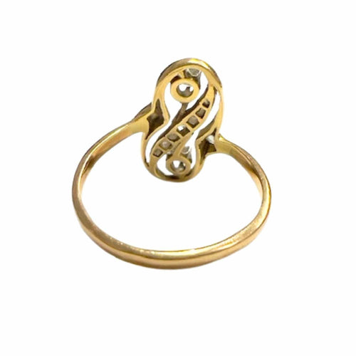 Bague 52 Bague design Art Déco en or et platine avec diamants 58 Facettes Q32B