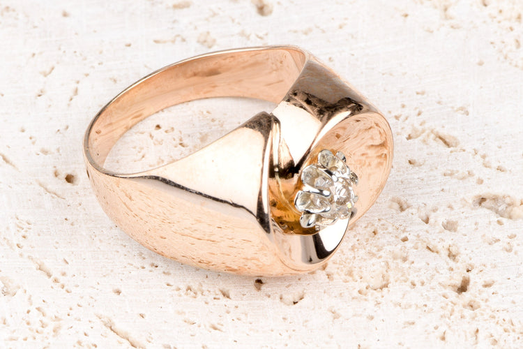 Bague 59 Bague 18 carats or rose diamant  0.20 carats 58 Facettes BGARTDECO020-107