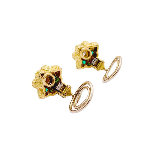 Boucles d'oreilles Boucles d'oreilles Chaumet, or jaune, diamants, émeraudes. 58 Facettes 34899