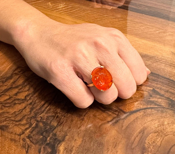 Bague 53.5 Bague intaille or et cornaline 58 Facettes