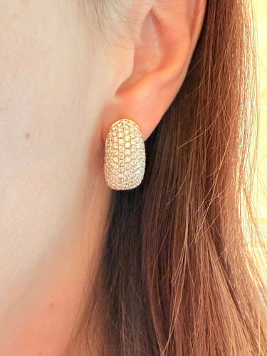 Boucles d'oreilles Créoles or rose avec diamants naturels 58 Facettes