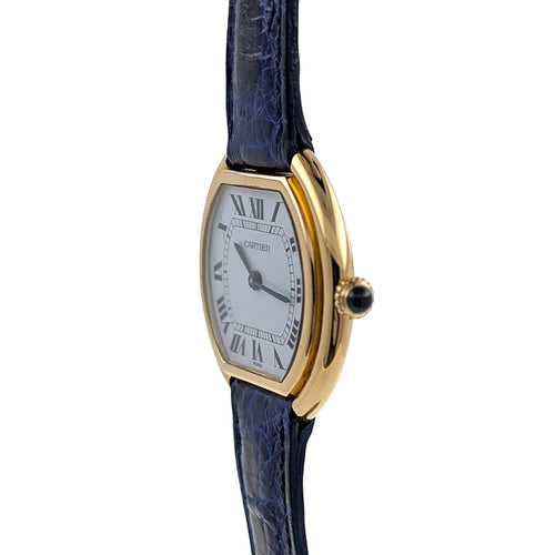 Montre Cartier Ellipse Paris Dial 78091 Large Model GM LM circa 1973 18k Yellow Gold 58 Facettes