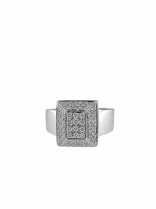 Bague 56 Bague mode en or blanc certifiée HRD avec diamants 58 Facettes