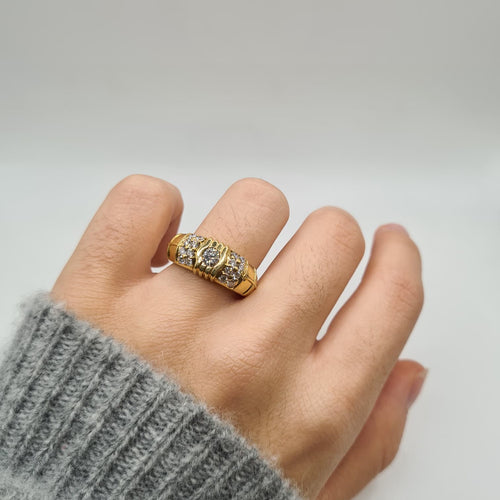 Bague 55 Bague or jaune 18 carats sertie de diamants 58 Facettes