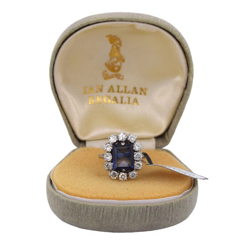 Bague 49 ART DÉCO' - OR BLANC AVEC SAPHIR ET DIAMANTS 58 Facettes