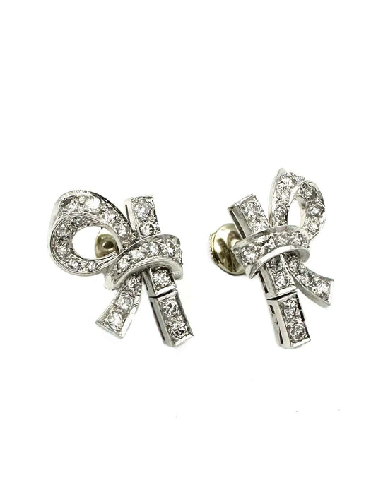 Boucles d'oreilles Art-Déco en platine et diamants 58 Facettes