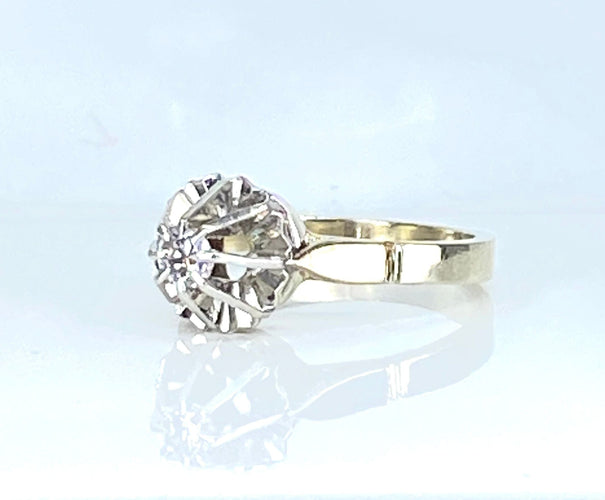 Bague 47 Bague solitaire en or blanc 18 carats et diamant 0,10 carat 58 Facettes AB537